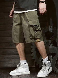 Trendy Summer Thin Workwear Shorts Men Loose Straight Casual Ice Silk Five-Quarter Pants Youthful Energy Style Straight Leg