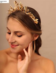 Factory Direct Bridal Headdress Hand-Woven Headband Alloy Copper Wire Mori Style Leaves Crown Hair Ornament Wedding Female Accessories