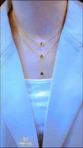 K77 Kalung Titanium 2 Layer Kubus Kecil Korea Trending Fashion Style Premiun Wanita