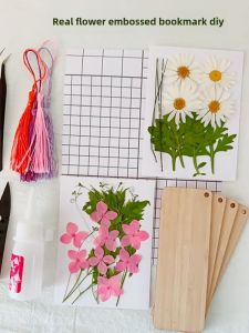 Dried Flower Bookmark DIY Material Package True Flower Plant Pressure Embossing Specimen Preserved Fresh Flower Primary School Student Creative Production Handmade