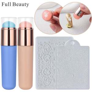 New Arrival Nail Stamp with Dust Cover with Scraper Silicone End Transfer Printing Steel Plate Template Pattern Manicure Implement
