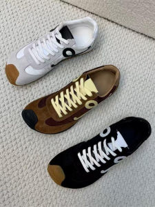 Leather Lace-Up Sports Casual Womens Shoes Retro Flat Heel Thick Bottom Sneakers Fashionable Cross Buckle Stitching Color Block