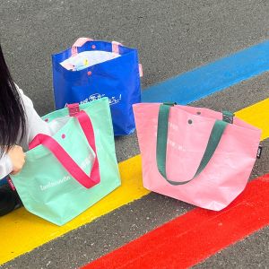 กระเป๋าผ้าใบถักขนาดใหญ่ JINSAN กระเป๋าช้อปปิ้งลายหนังงูสีสันสดใส กระเป๋าถือสำหรับงานกิจกรรม กระเป๋าใส่ของแบบถัก PP สำหรับใช้ในบ้าน