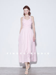 Romantic French Style Striped Dress Finocci Breathable Lightweight Rabbit Ear Knot Elegant Atmosphere Summer ness A-Line Dress