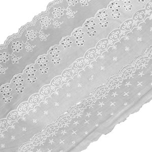 Embroidery White Lace Fabric Cotton Eyelet Edge Trim For Sewing Crafts Dresses Skirt Clothes Bag Tablecloth Curtain Pillow Decor