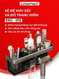 Giá treo máy sấy tóc Enomax kết hợp kệ để đồ phòng tắm đa năng dán tường tặng kèm keo dán 8g - ( Eno 0117)