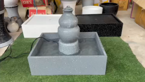 น้ำพุฮวงจุ้ยสีเทาหัวทรงน้ำเต้า A1004 ได้ยกชุดมีปั๊มน้ำ