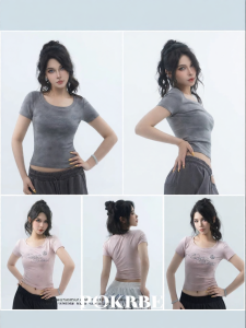 Stylish Short Crop Top Slim Fit Printed T-Shirt