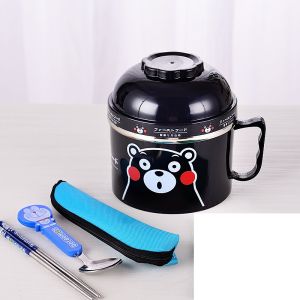 304 Stainless Steel Instant Noodle Bowl Cute Cartoon Student Dormitory with Lid Fast Food Cup Anti-Scald Anti-Fall Large Capacity Lunch Box