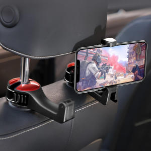 2 Pack Car Headrest Hidden Hook Car Seat Back Hooks Headrest Hanger with Phone Holder 360° Rotation Hanging Organizer for Headrest