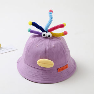 Cartoon Funny Kids Hat Spring & Fall Thin Sun-Proof Bucket Hat Easiest for Match Big Brim Men and Women Baby Basin Hat Summer