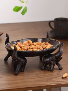 YILI | Đĩa Trái Cây Gỗ Nguyên Khối Vintage