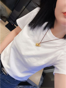 Áo Thun Cotton Tay Ngắn Cổ Tròn Màu Trắng Dáng Rộng Cho Nữ Mùa Hè 2025 Phong Cách Mới Cổ Điển Mỹ Áo Thun Thường Ngày Thoải Mái Thoáng Khí