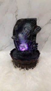 Tranquil Zen Buddha Water Fountain with LED Crystal Light