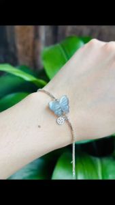 vòng tay nữ bướm hồ điệp đá xà cừ tự nhiên mix lên lắc tay bạc vòng tay đá phong thuỷ trang sức thiết kế đủ hoá đơn thẻ bảo hành