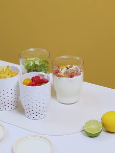 FaSoLa Portable Oatmeal Cup with Fork 800ml 2 In 1 with Drainer Yogurt Jar Lid Salad Fruit Cup
