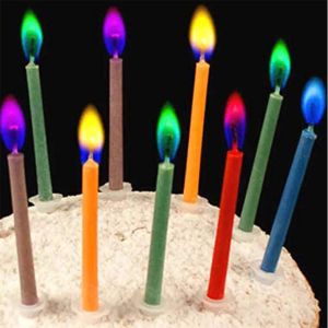 Elegant Multicolour Birthday Cake Candles with Flame Effects and Holders