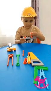 Mainan Helm Perkakas Peralatan Tukang Bangunan Tool Set C-080 mainan pertukangan tools set