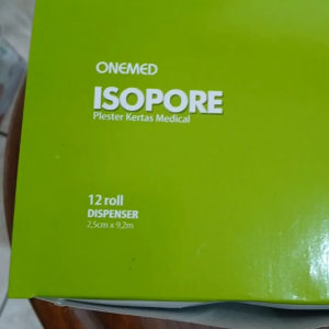 Onemed Isopore 25cm x 92m dengan Dispenser Plester Kertas 1box isi 12roll