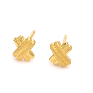 Chow Sang Sang 周生生 999.9 24K Pure Gold Essence "X" Design Earrings for Women 68705E