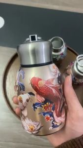 Bình giữ nhiệt mini con công sang chảnh 300ml lõi inox cao cấp giữ nhiệt lâu dùng đi học đi làm