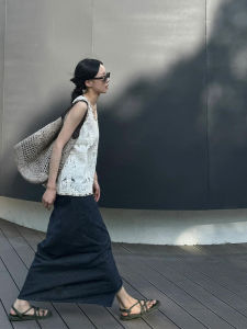 YUFUQING | French Lace Hollow Out Sleeveless Vest Set Women Summer New Design High Waist Split Mini Skirt Two Piece Set Fashionable Casual Wear