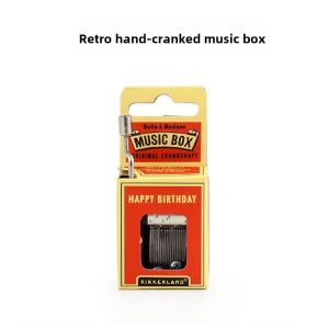 Kikkerland Retro Hand-Cranked Metal Music Box World Classic Tunes Creative Birthday Gift Festive Creative Gift Box Set