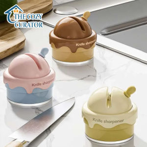 Ceramic Ice Cream Knife Sharpener for Kitchen Mini Suction Cup Quick Waterproof Professional Sharpening Stone