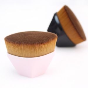 Flat Kabuki Makeup Brush  Halal  Ideal for Blush & Liquid Foundation Application  Includes Holder  Black & Pink