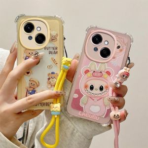 Fashion Casing Tecno Spark Go 1 GO 2025 2024 2023 Spark 20C 20 Pro New Cute Cartoon Pacha Dog Kuromi Doraemon Bread Bear Laboo Anti-fall Phone Case with Lanyard 2025