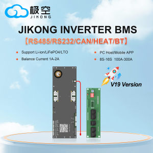 JIKONG BMS V19 8S/16S 24V 48V 100A 150A 200A 300A LiFePo4 Li-Ion Battery Household Energy BMS to Inverter Active balancer 1A 2A