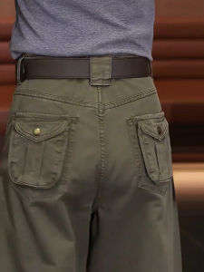 MEITESIJIAONU | Relaxed Fit Olive Green Work Pants Casual Lazy Comfort
