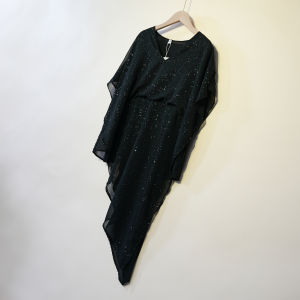 เสื้อเชิ้ตผ้าชีฟองสีดำ ทรงหลวม ไซส์ใหญ่ แฟชั่น ปกปิดเนื้อ ทรงสลิม คอกลม แขนสั้น สำหรับผู้หญิง ฤดูร้อน 2025