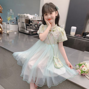 Princess Style Childrens Dress Summer New Arrival Girls Cheongsam Traditional Chinese Costume Big Size Kids Clothing