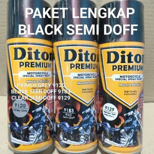 Pilok Cat Diton Premium Paket Lengkap 3 Kaleng Black Semi Doff 9183 Primer Grey 9120 Clear Semi Doff 9129 400cc Pilox Paketan Cat Semprot Special Spray Paint