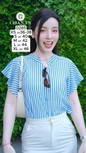 🔥ขายดี Chanan☘️ เสื้อชีฟองผสม คอจีน ดีเทลลายทางสวยมาก กระดุมหน้าใช้งานได้ ดีเทลแขนระบาย สีสวย ผ้าใส่สบาย 3สี รุ่น0285 เสื้อทำงาน เสื้อออกงาน  เสื้อชีฟอง  เสื้อเชิ๊ต เสื้อคอจีน เสื้อคอปก เชิ้ตคอปก