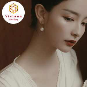 Viviann Original sterling silver pearl Earrings Pendant Gold Color Elegant Pearls Drop Earrings For Women Sterling silver jewelry Luxury Wedding Party Accessories