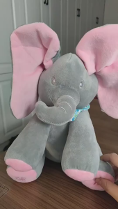 Music Elephant Plush Toy Stuffed Toy With Moving Ear Peekaboo Music Early Education Childrens Comfort Doll