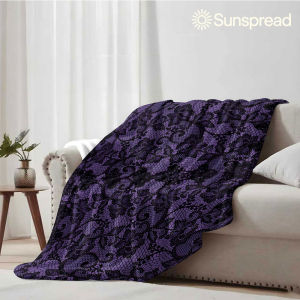Beast Kingdom | Black Floral Lace Textile Soft Warm Flannel Blanket Lightweight Cozy Christmas Halloween Home Decor Room