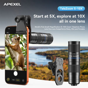 apexel | APEXEL HD 5x-10x Zoom Lens Mini Size Observation Telescope Lenses for iPhone Samsung All Smartphones Shooting Mobile Phone Lense