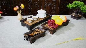 ถาดไม้สาน ถาดวางบิล ถาดบัวหงายมีขา ถาดไม้ บัวหงาย ถาดเสริฟ ถาดรองอาหาร ถาด ถาดสี่เหลี่ยมผืนผ้า