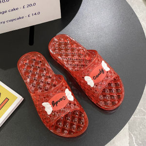 Ladies Flat Bottom Slippers Crystal Summer Home Indoor Anti-Slip Bathing Bathroom Thick Bottom Princess Transparent Slippers