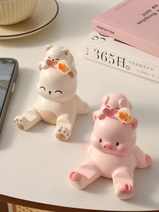 Cute Piggy Phone Stand Desktop Decorations Practical Office Supplies Mothers Day Gift Creative Resin Craft Friend Colleague