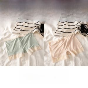 MiiOW | กางเกงขาสั้นผ้าไหมน้ำแข็งบางไร้ตะเข็บสำหรับผู้หญิง กางเกงชั้นในป้องกันแสงแดด ฤดูร้อน 2-in-1 กางเกงขายาวสูงเอว