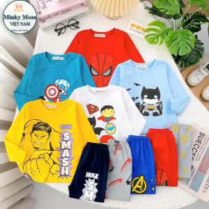 Bộ Quần Áo Trẻ Em Dài Tay Minky Mom Vải COTTON lụa Cho Bé Trai 0-8 tuổi mặc ngủ máy lạnh mùa thu TD-IN118