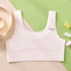 MiiOW | Cat Girl Girls Underwear Development Period Vest No Poking Points Anti-Shock Seamless Childrens Girls Bra Primary School Students