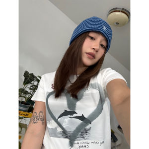 CCYE Brand American Style Short Sleeve T-Shirt Women Summer Spicy Micro Loose Top Street Style Printed round Neck Cotton Blend