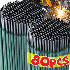 🔥80Pcs Green Grey Welding Rods Cored Wire Rod Solder Low Melting Point Coated Electrodes Solder Universal Carbon Steel Weld Bar Stick