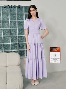 YINER | French Elegant V-neck Silky Summer New Dress