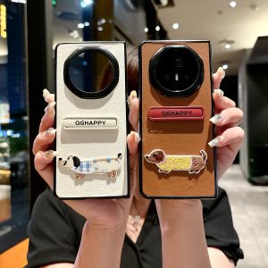 เคสโทรศัพท์มือถือแบบพับได้ MagicV3 ลายสุนัขถัก ป้องกันการตกหล่น สายรัดข้อมือแฟชั่นใหม่สำหรับเด็กผู้หญิง เคสโทรศัพท์มือถือแบบหนังสัมผัสได้